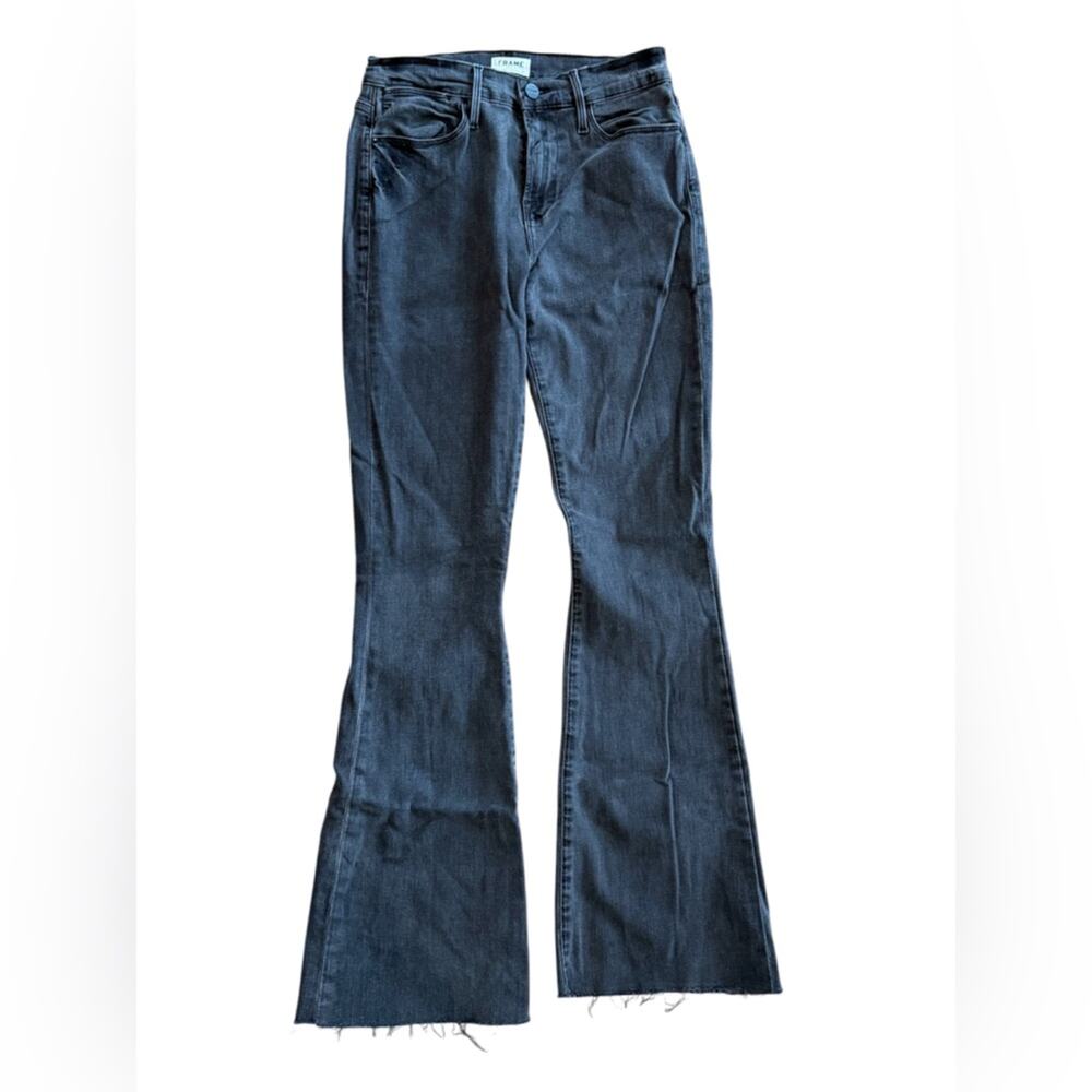 Frame Le High Flare Women's Black Distressed Flare Denim Jeans- 26